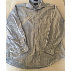 Faconnable Men's 100% Cotton Blue Dress Shirt Sz XL